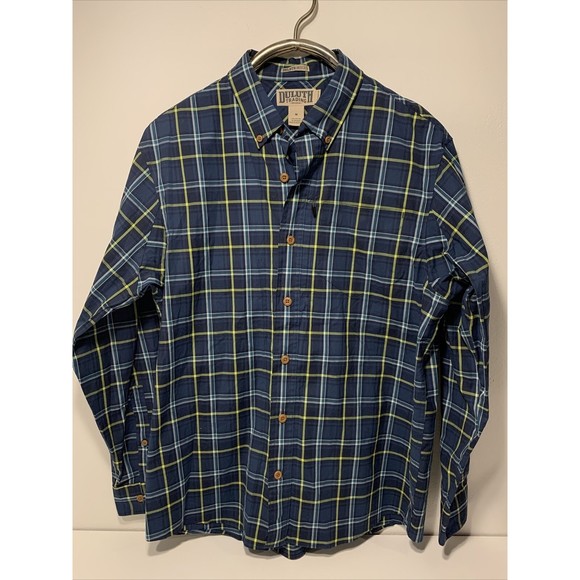 Duluth Trading Co Mens Shirt Untucked Relaxed Fit Long Sleeve Plaid Size Medium - Picture 1 of 15